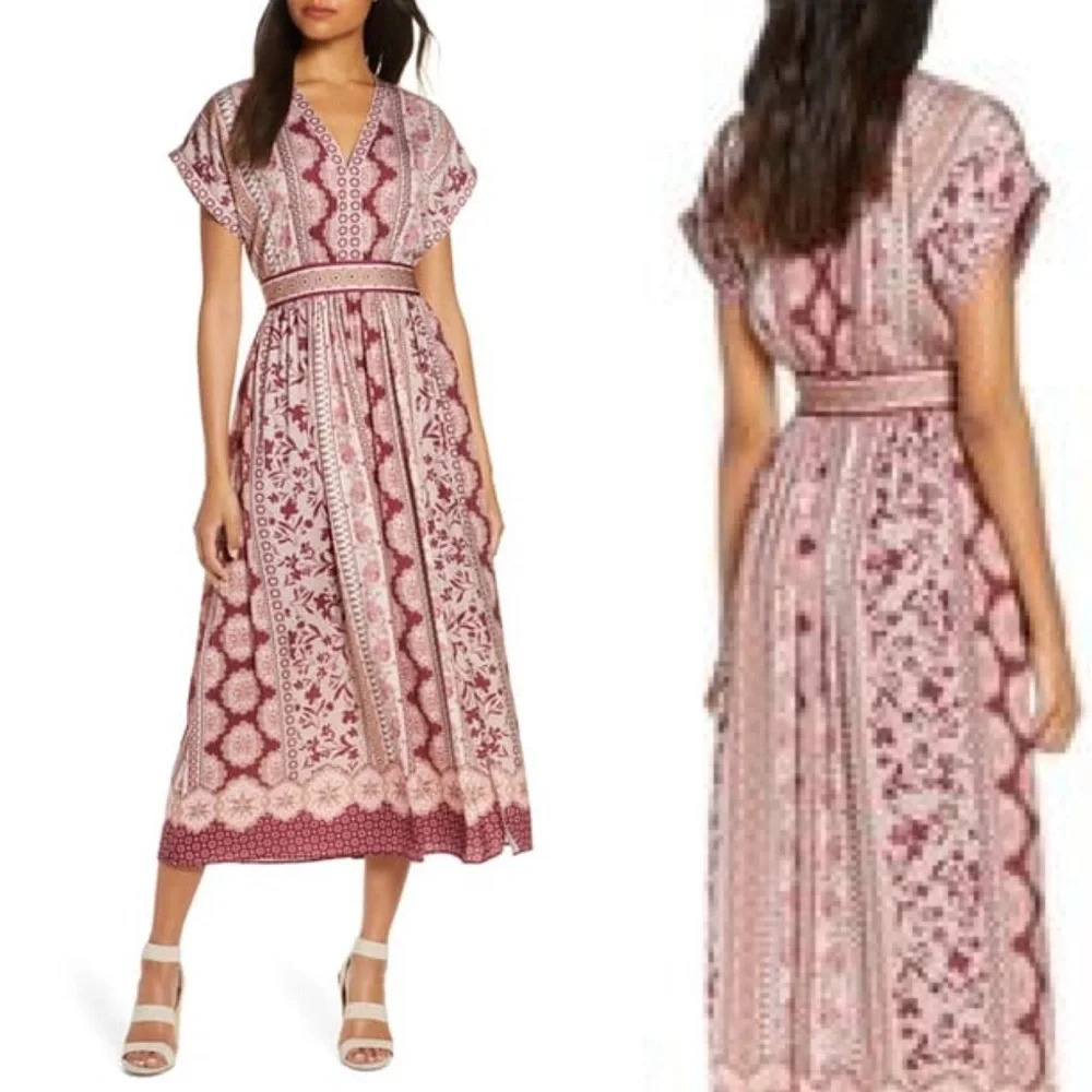 Gal Meets Glam Liza Print Charmeuse Midi Dress - Picture 2 of 9